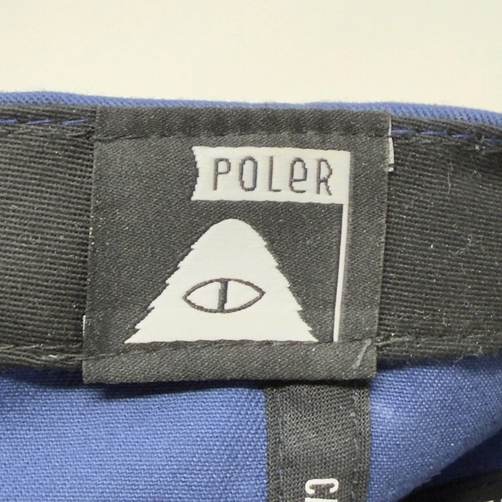 Poler Camp Vibes‎ Navy Blue Snapback Hat Triangle Eye Logo 5 Panel Cap Mens OSFM